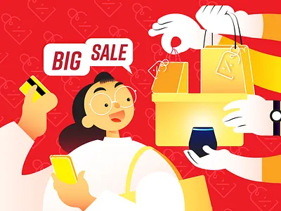 Holiday Shopping black friday cartoon illustration credit card checkout cyber monday deals design holiday season illustration illustrator sales shopping vector vector art