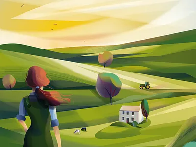 Future of Farming digital editorial farm folioart green illustration jia yi liu landscape