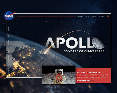 50 Years of Apollo design home page landing page mockup portfolio ui uiux ux web design website