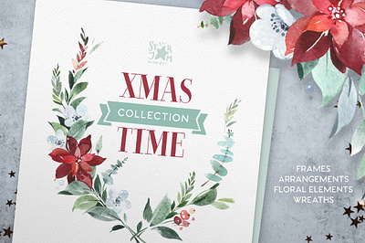 Xmas Time. Christmas Collection art christmas christmas collection clipar watercolor design design elements floral flower illustration flowers graphic graphic design graphic elements graphics illustration vector wreath xmas xmas card xmas flyer xmass