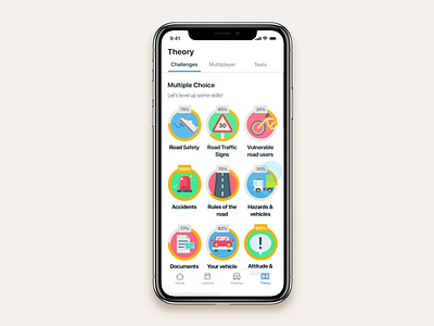Midrive Learner App - Theory Test User flow app app design clean ui ios product prototype animation quiz ui userflow ux