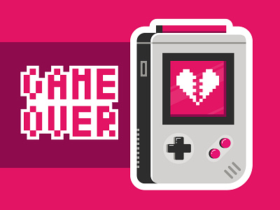 Game Over 90s broken heart controller game game boy game console game over games heart heartbreak nintendo pixel