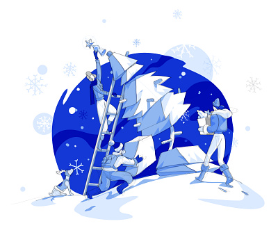 Shaft Assembly assembly christmas cold cooperation dog holiday hurca illustration santa teamwork tree xmas xmas card