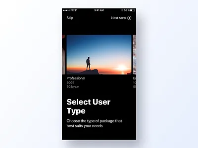 064 Select User Type app app design black dailyui design grid interface minimal profile simple type ui user user interface user interface design ux