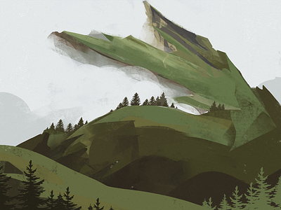 Landscape Art: Foggy Mountain art artwork beauty design design studio digital art digital illustration digital painting fog graphic design harmony illustration illustration art illustrator landscape mountain nature procreate travel