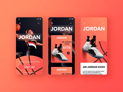 JORDAN app basketball branding design interface design jordan mobile shop store ui ux uxui