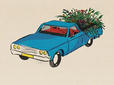 El Camino el camino floral flower flowers halftone halftones illustration procreate retro retrosupplyco