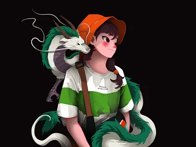 Spirited away chihiro & haku animation character concept concept art conceptual digital illustration digitalart disney ghibli illustration illustrator sketch spirited away ssothzz typography website
