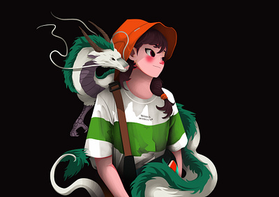 Spirited away chihiro & haku animation character concept concept art conceptual digital illustration digitalart disney ghibli illustration illustrator sketch spirited away ssothzz typography website