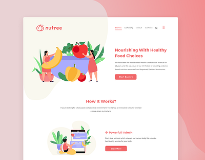 Nutree Presentational Web page design illustration logo ui web website