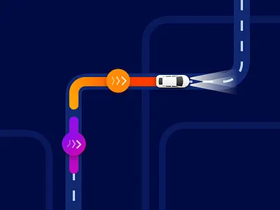 Night ride auto automative illustration smart car vector