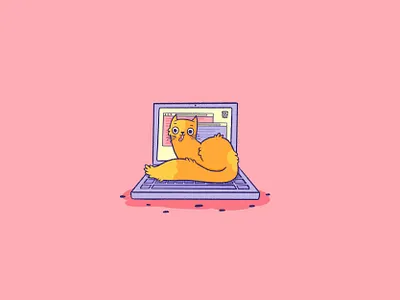 Warm Kitty animal animal logo cat cats computer fluffy icon illustration internet kitty laptop mac orange pet spot illustration tabby technology tounge trash