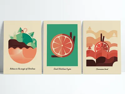 Christmas postcards card christmas cinnamon geometric geometry illustration illustration art nature postcard postcards