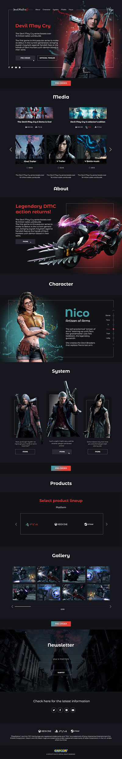 Devil May Cry 5 web concept adobe photoshop capcom devil may cry games webdesign