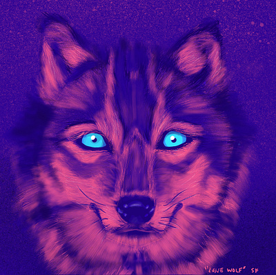 Neon wolf fox illustration procreate wolf