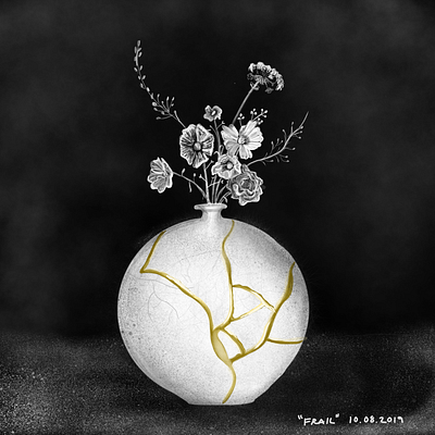 Kintsugi illustration inktober2019 kintsugi procreate
