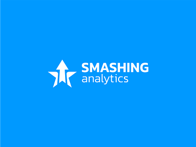 SMASHING ANALYTICS LOGO analytics arrow blue brand brand design brand identity branding design logo logo design logodesign logotype smash smashing star white