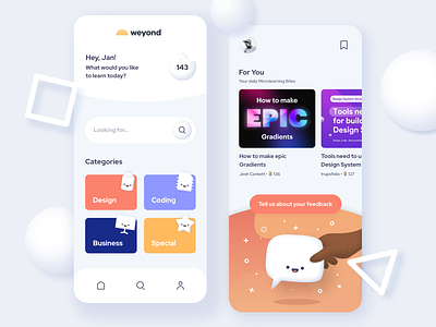 Weyond Microlearning App app app design beyond learning blended learning illustraion learning learning app learning platform microlearning school ui ui design uidesign uiux uiuxdesign ux weyond