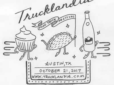 Trucklandia Poster concept austin marquee neon sign sketch topochico trucklandia
