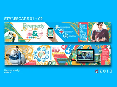 Remedy Owl Stylescape 01/02 app design branding design exploratory flat graphic art idendity illustration illustrator logo mentalhealth photo editing photo retouching photoshop stylescape typography