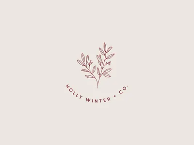 Holly Winter + Co. Logo branding christmas feminine logo floral logo minimal design red winter