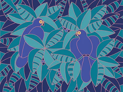 Love Birds art birds design flat illustration illustrator line illustration love plant tropical vector