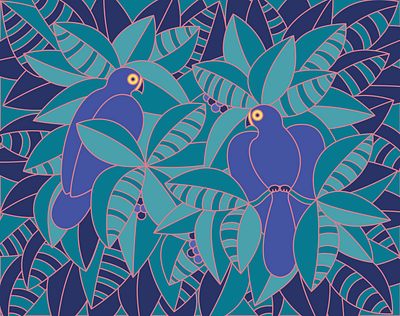 Love Birds art birds design flat illustration illustrator line illustration love plant tropical vector