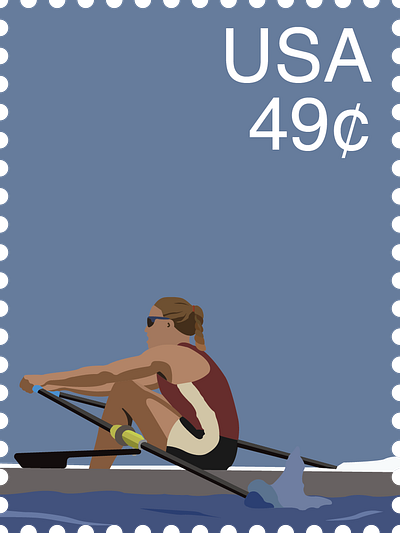 rowing stamp design illustration vector