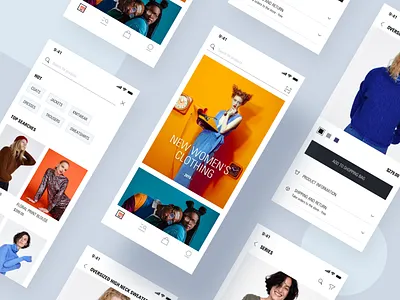 Fashion shopping App app card clothing design flat search shopping sketch tabs tag ui