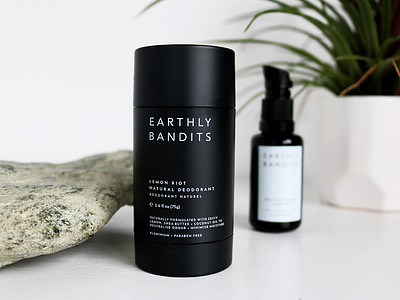 Earthly Bandits Lemon Riot Deodorant black black white black and white colour deodorant design flat illustration illustrator monochrome packaging typography vector