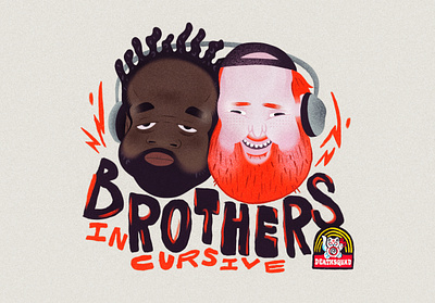 Brothers in Cursive beard design handlettering illustration podcast procreate typography