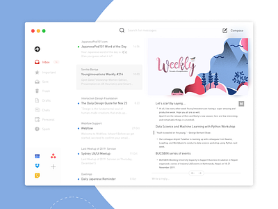 Gmail App Redesign (Active) 2/2 concept design email design flat gmail gmailapp googlegmail mail redesign ui web