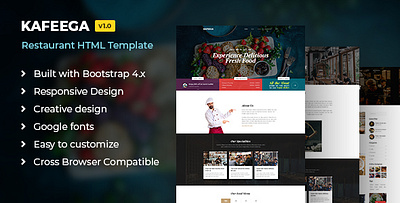 Kafeega - HTML template for Restaurants & Food Business bakery template html bootstrap template coffee shop html food and restaurant hotel and cafe template modern design html multipurpose restaurant html template web template