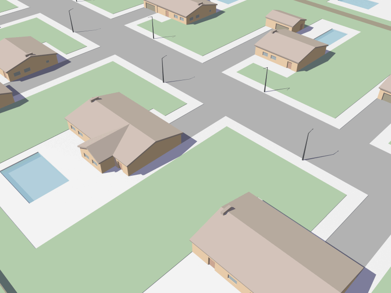 Endless Suburb cinema 4d gif house loop pool