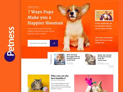 Petness. A pet blogging Landing Page design blogger blogging website landing page design landingpage ngo pet care petbloggers petblogs petness webdesign website design