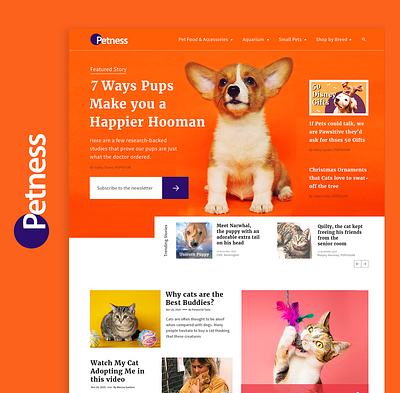 Petness. A pet blogging Landing Page design blogger blogging website landing page design landingpage ngo pet care petbloggers petblogs petness webdesign website design