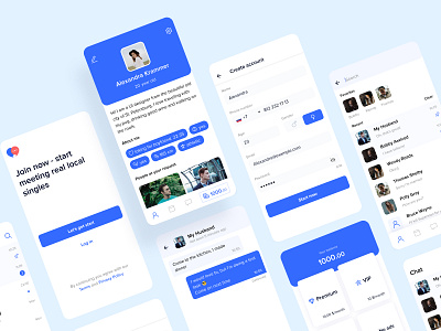Dating app account app blue branding chat data dating design log in mobile mobile ui profile sign in typography ui ui design