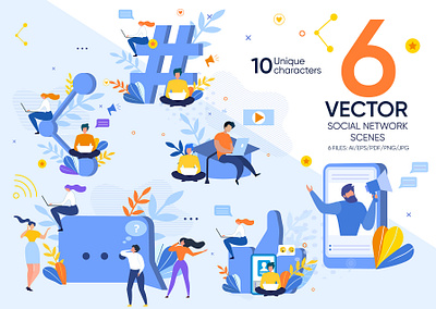 Social Network Vector Scenes character chat community concept design flat group illustration man media mobile network people person smartphone social symbol vector woman worldwide