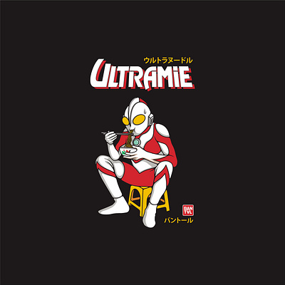 Ultramie apparel ayam cartoon cartoons character design digital eat fun illustration mangkok mie mie ayam noodle object ramen tshirt ultraman vector