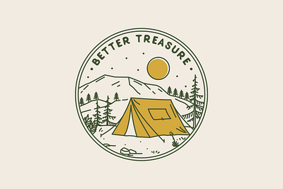 Better Treasure adventure apparel art badge branding design illustration landscape line logo monoline nature outdoor patches pin sticker t shirt tee vector vintage