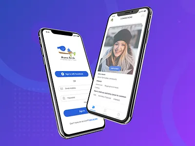 Mama Bird app design flat minimal ui