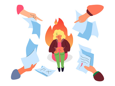 Human: Social Issues bullying burnout character design emotion illustration men mental health psychology stress style vector women