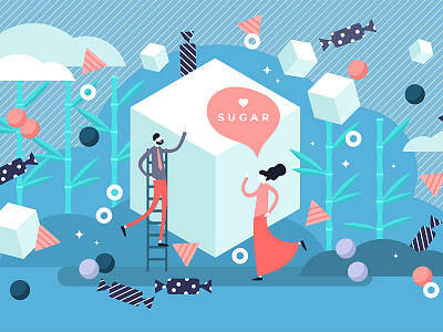 Sugar sweets concept addiction candy carbs chocolate craving delicious dessert diet eat food girl health illustration issue snack sugar sweet tasty unhealthy vector