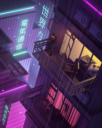 Ｉｎｎｅｒ Ｃｉｔｙ Ｌｉｆｅ 都心生活 3d 80s 90s anime cinema4d concept cyberpunk design futuristic illustration neon retrowave synthwave