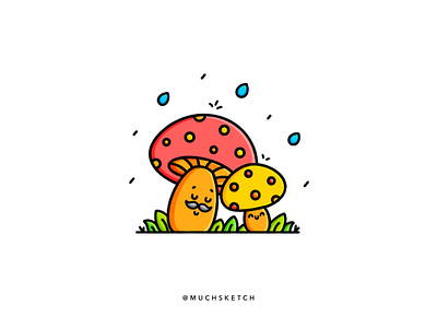 The Shroom family 🍄 autumn cartoon character character art character design characterdesign concept art cute drawing fall illustration illustrator kawaii lineart minimal mushroom procreate rain sketch vector