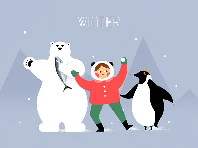 winter animals art character illustration winter