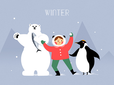 winter animals art character illustration winter