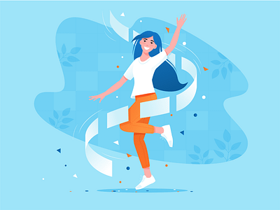 Dancing Girl adobe adobe illustrator art celebration dance dancer design enviroment girl happiness happy illustration smile vector wind