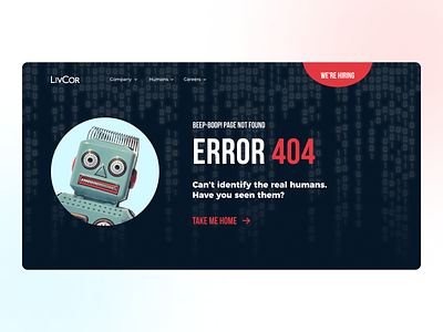 404 Page Concept 404 design interface robot ui ux website