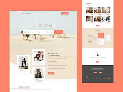 Booking or real estate free XD template booking clean creative creative agency desert design free freebies orange propery simple template web xd webdesign website xd xd free